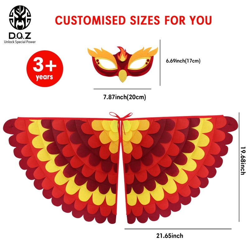 D.Q.Z Bird-Wings-Costume for Kids Dress Up  Felt Feathered Owl Parrot Chicken Animal Role Play Costume  Gift for Girl Boys (Phoenix) - Image 4